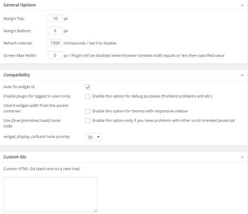 fissare un widget nella sidebar
