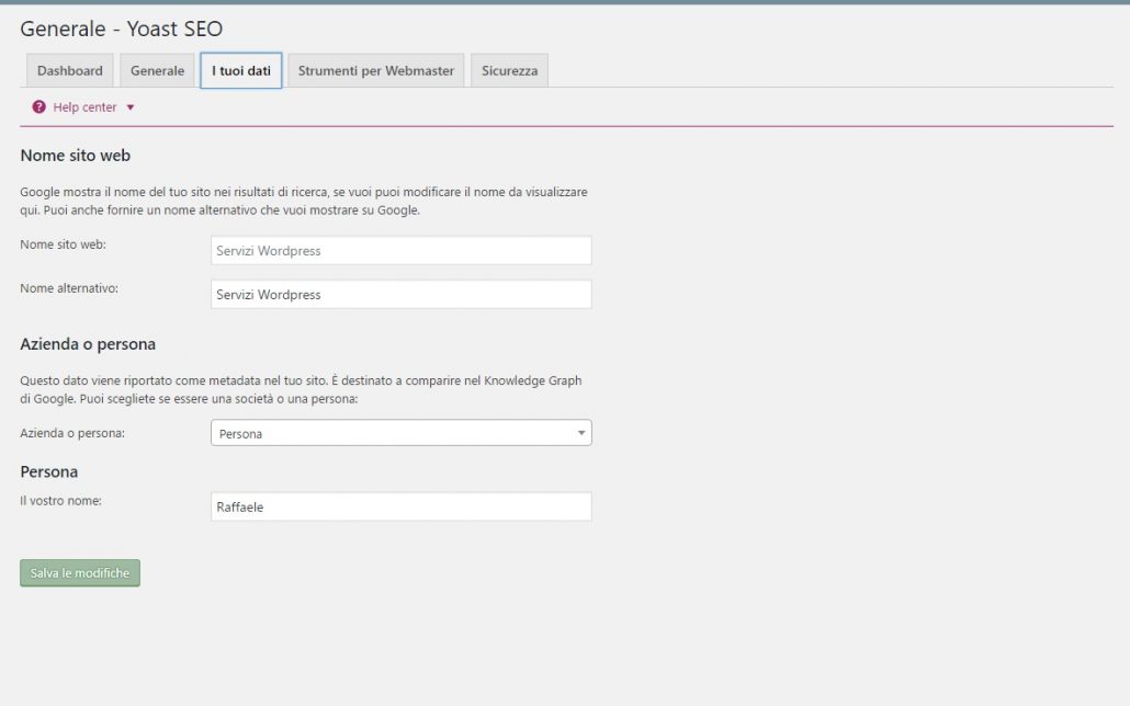 yoast seo plugin i tuoi dati