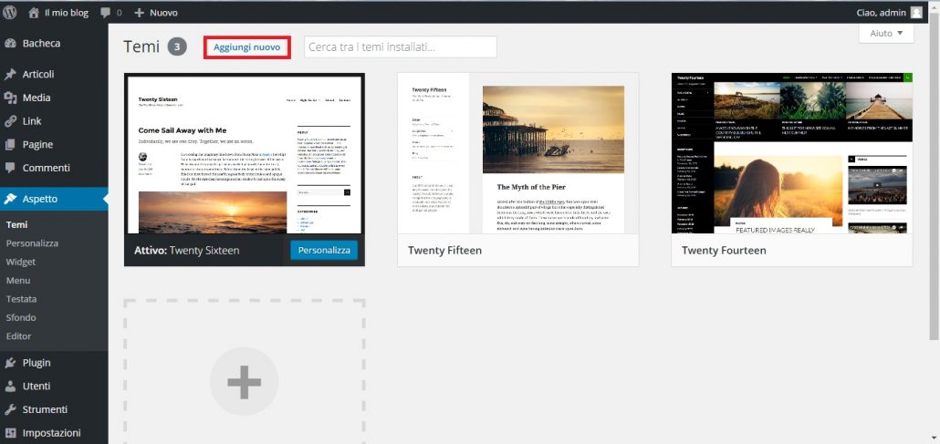 installare un tema wordpress