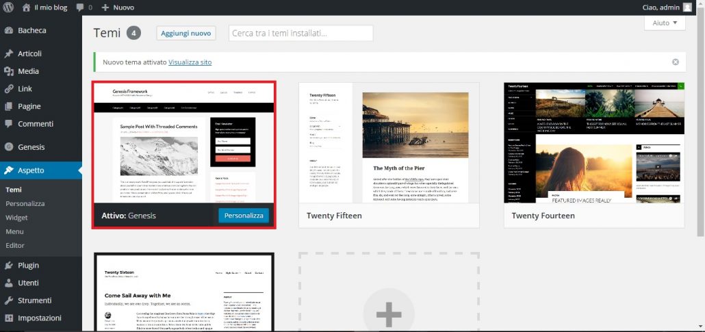 tema premium installato