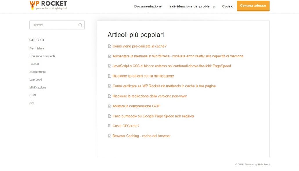 wp rocket documentazione