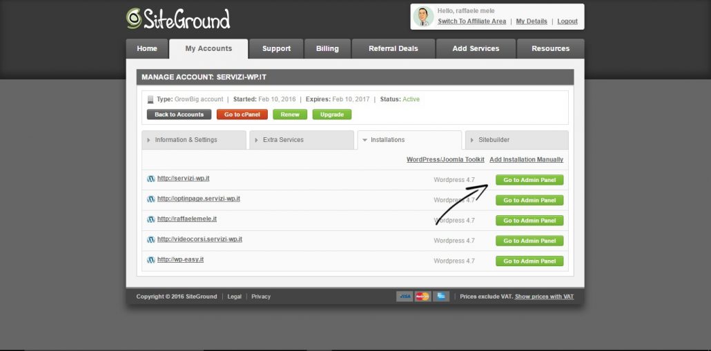 accesso sito web