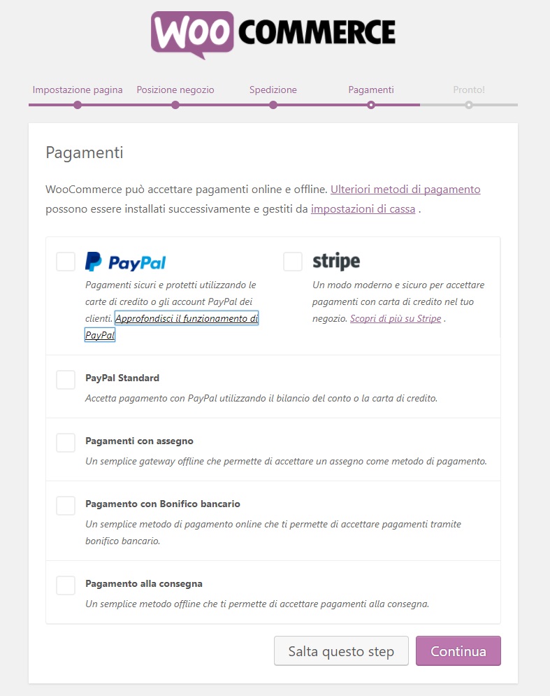 pagamenti wizard woocommerce