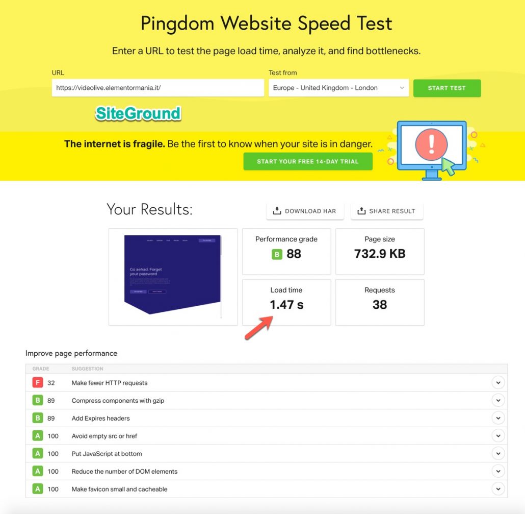 Kinsta vs SiteGround speed